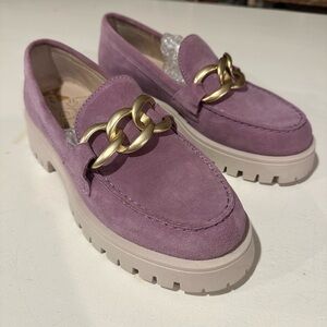 *NEW* Free People-style Chunky Lilac Suede Loafers with Gold Chain